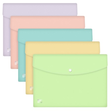 Envelope Oxford Urban A4 em plástico rígido translúcido - Capacidade para até 40 folhas - Fecho de pressão - Cores pastel sortid