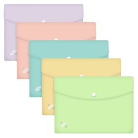 Envelope Oxford Urban A5 em plástico rígido translúcido para documentos - Capacidade para até 40 folhas - Fecho de pressão - Cor