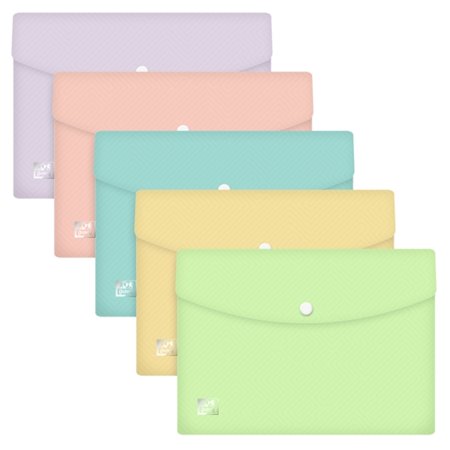 Envelope Oxford Urban A5 em plástico rígido translúcido para documentos - Capacidade para até 40 folhas - Fecho de pressão - Cor