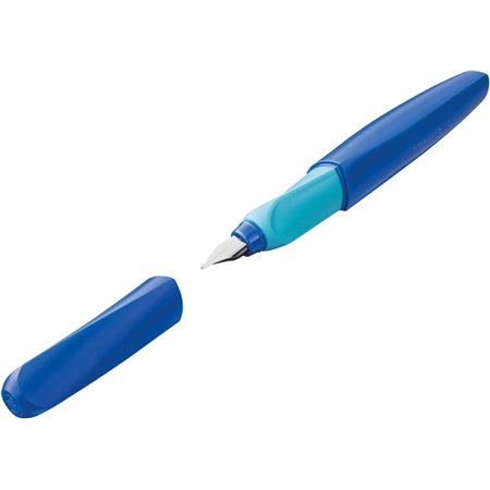 Caneta-tinteiro escolar recarregável Pelikan Twist - Pena de aço inoxidável de ponta média - Corpo azul (814737)