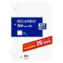 Papel Oxford A4 para recarga, quadriculado 4x4mm, 4 furos - 80 folhas + 20 grátis, 90gsm com margem