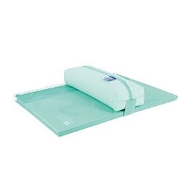 Estojo retangular médio Oxford Live & Go - Material acolchoado - Elástico para prender ao caderno - Azul