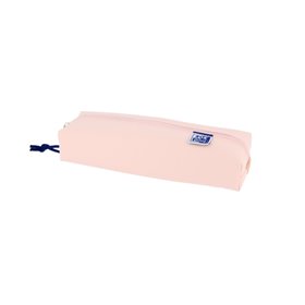 Estojo retangular médio Oxford Live & Go - Material acolchoado - Elástico para prender ao caderno - Rosa
