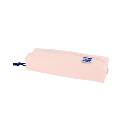 Estojo retangular médio Oxford Live & Go - Material acolchoado - Elástico para prender ao caderno - Rosa
