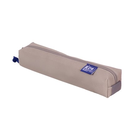 Estojo pequeno quadrado Oxford Kangoo & You - Feito em couro Napa - Elástico para prender ao caderno - Cinza pedra