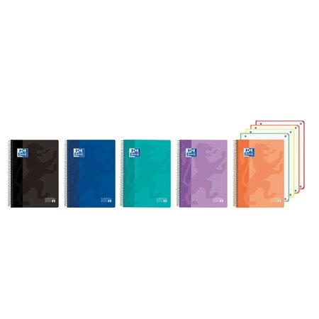 Cadernos Oxford Europeanbook 4 A5+, quadriculado 5x5mm, 120 folhas, papel 90gsm - Capa super resistente - 4 faixas coloridas - C