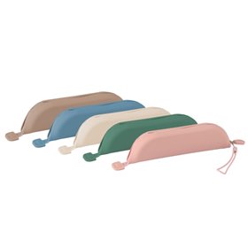 Estojo trapezoidal Oxford Forest - Silicone reciclado - Compacto - Toque suave - Puxador de fita - Cores neutras sortidas