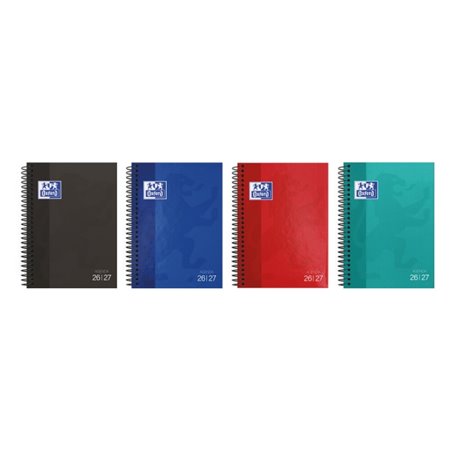 Agenda Escolar Oxford com Espiral - Espanhol - Capa Dura - Formato de Um Quarto de Página - Visão Semanal - Acabamento Brilhante