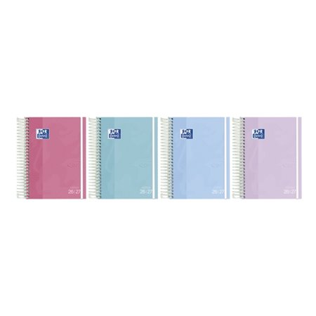 Agenda Escolar Oxford Touch com Espiral - Espanhol - Capa Dura - Formato Octavo - Uma Página por Dia - Cores Sortidas