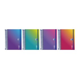 Agenda Escolar Oxford com Espiral Gradiente - Espanhol - Capa Dura - Formato Octavo - Uma Página por Dia - Cores Sortidas