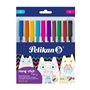 Conjunto de 10 canetas esferográficas Pelikan Hang Stick - Ponta de 0,7 mm - Tampa anti-engasgo - Corpo triangular ergonômico - 