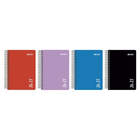 Agenda Escolar Enri com Espiral - Espanhol - Capa Plástica - Formato de Um Quarto de Página - Um Dia por Página - Cores Sortidas
