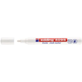 Marcador de giz líquido Edding 4095 - Ponta redonda - Espessura da linha entre 2 e 3 mm - Odor neutro - Cor branca