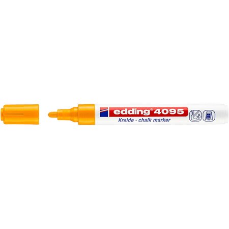 Marcador de giz líquido Edding 4095 - Ponta redonda - Espessura da linha entre 2 e 3 mm - Odor neutro - Cor laranja neon