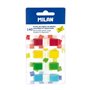 Bloco Milan com 140 pontos coloridos transparentes - Plástico - Removíveis - Medidas: 45 mm x 12 mm - Cores sortidas