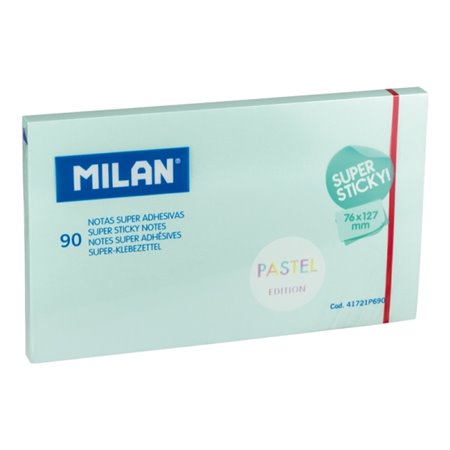 Pacote Milan com 90 blocos de notas superadesivas - 76x127mm - Azul Pastel