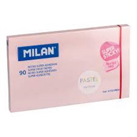 Bloco de notas Milan com 90 blocos superadesivos - Removíveis - Maior durabilidade - 76 mm x 127 mm - Rosa pastel