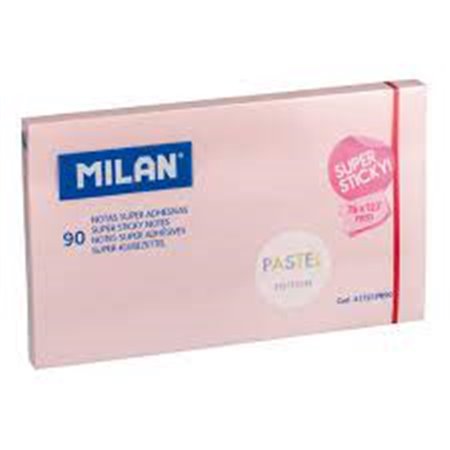 Bloco de notas Milan com 90 blocos superadesivos - Removíveis - Maior durabilidade - 76 mm x 127 mm - Rosa pastel