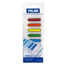 Bloco de Marcadores de Página Milan com 120 unidades - Plástico - Inclui Régua - Cores Transparentes Sortidas - Medidas: 13 mm x