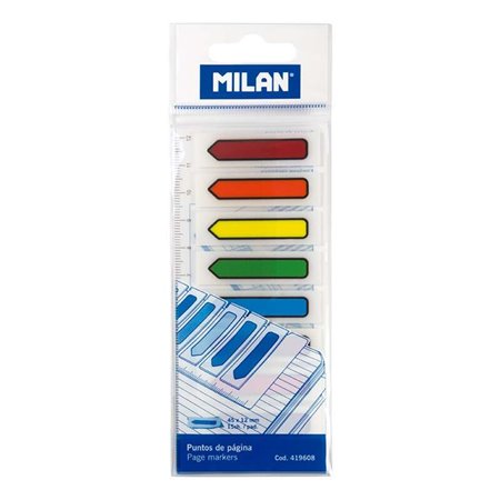Bloco de Marcadores de Página Milan com 120 unidades - Plástico - Inclui Régua - Cores Transparentes Sortidas - Medidas: 13 mm x