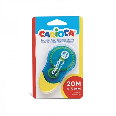Fita Corretiva Carioca 20m x 5mm - Ideal para qualquer tipo de papel - Branca