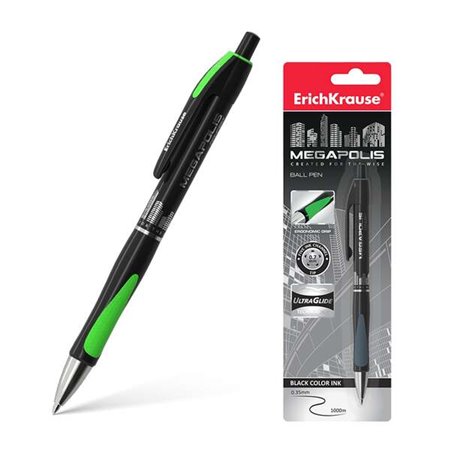 Caneta Esferográfica Automática Erichkrause Megapolis Concept - Corpo Redondo com Acabamento Acetinado - Área de Pegada Ergonômi