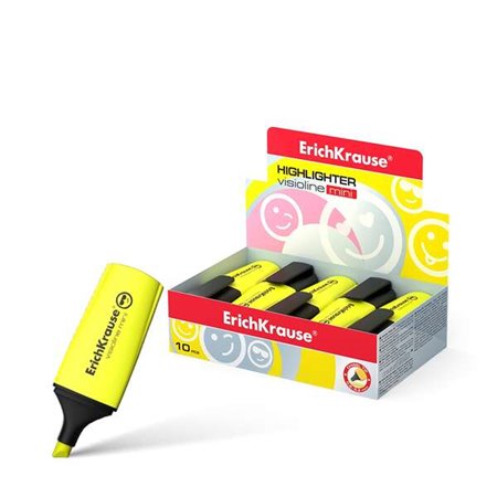 Erichkrause Visioline Mini Fluorescente - Ponta Chanfrada - Espessura da Linha 0,6 a 5,2 mm - Amarelo