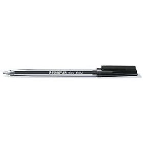 Caneta Esferográfica Staedtler Stick 430 com Tampa - Ponta de 0,35 mm - Tinta Permanente - Cor Preta