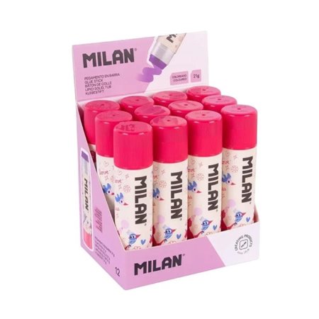 Suporte de exibição Milan Flowicorn com 12 bastões de cola de 21g - Multiuso - Multissuperfícies - Sem solventes - Uso escolar -