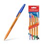 Conjunto de 4 canetas Erichkrause R-301 Orange Stick, ponta 0.7mm, corpo hexagonal opaco, tinta de secagem rápida, cor azul.