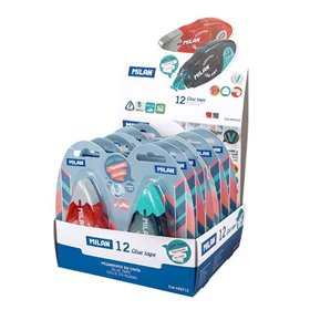 Kit Milan com 12 fitas adesivas de 8,4 mm x 12 m - Design ergonômico - Secagem rápida - Ideal para artesanato - Cores sortidas