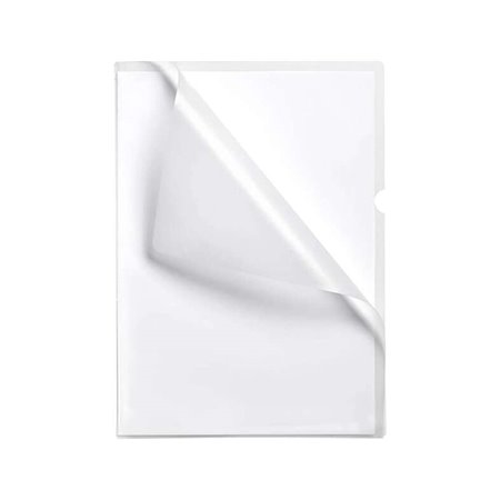 Caixa com 100 pastas de arquivo Esselte com fecho de encaixe - Formato fólio - PVC flexível - 110 mícrons de espessura - Transpa