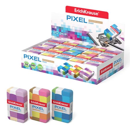 Borracha macia Erichkrause Pixel Classic Shape - Feita de borracha termoplástica - Livre de PVC - Cores sortidas