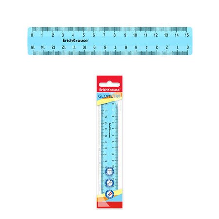 Régua Erichkrause Pastel 15cm - Perfeita para uso escolar ou no escritório - Cor azul pastel