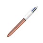 Caneta Esferográfica Retrátil Bic 4 Cores Ouro Rosa - Ponta Média de 1,0 mm - Tinta à Base de Óleo - Corpo Rosa Metálico/Branco
