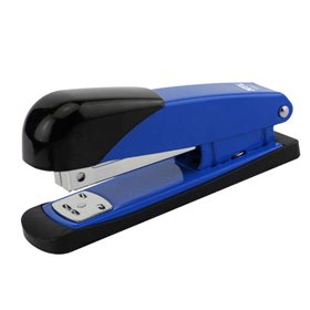 Grampeador de mesa metálico Dohe - Capacidade para até 20 folhas - 100 grampos - Preto/Azul