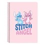 Caderno Espiral Safta Stitch Ohana - Tamanho 1/4 - 80 Folhas de Papel 80gsm - Quadriculado 4x4mm - Capa Dura Brilhante - Margem 
