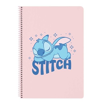 Caderno espiral Safta Stitch Ohana - Formato fólio - 80 folhas de papel 80gsm - Quadriculado 4x4mm - Capa dura brilhante - Marge
