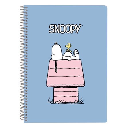 Caderno espiral Safta Snoopy - Tamanho 1/4 - 80 folhas de papel 80gsm - Quadriculado 4x4mm - Capa dura com acabamento brilhante 