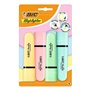 Conjunto de 4 Marcadores Fluorescentes Bic com Ponta Chanfrada - Largura da Linha entre 1,20 e 4,60 mm - Tinta à Base de Água - 