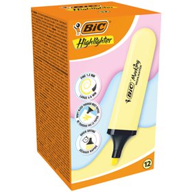 Marcador de texto fluorescente Bic com ponta chanfrada, espessura da linha entre 1,20 e 4,60 mm, tinta à base de água, amarelo p