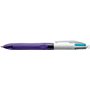 Caneta Esferográfica Retrátil Bic Grip Fashion com 4 Cores e Empunhadura - Ponta Média de 1mm - Traço de 0,4mm - Tinta à Base de