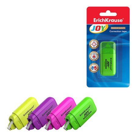 Fita Corretiva Erichkrause Joy - Tamanho Compacto - Proteção contra Danos - Secagem Instantânea - Cores Neon Vibrantes