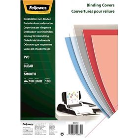 Pacote com 100 capas de encadernação Fellowes em PVC, tamanho A4, 180 mícrons - Transparentes