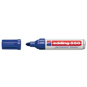 Marcador permanente Edding 550 - Ponta redonda - Espessura da linha entre 3 e 4 mm - Recarregável - Secagem rápida - Azul