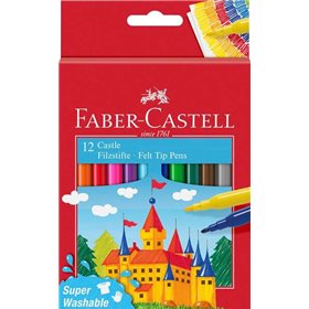 Conjunto de 12 Marcadores Faber-Castell Castle - Tinta lavável à base de água - Cores sortidas