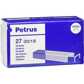 Caixa com 1000 grampos Petrus 23/13 revestidos de cobre - até 100 folhas - haste de 13 mm