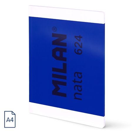 Caderno Milan Nata 624 com cola, formato A4, quadriculado 5x5mm - 48 folhas de 95 g/m² - microperfurado - azul