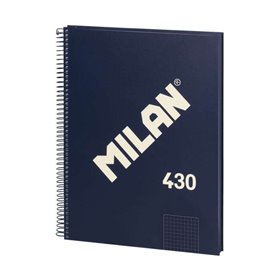 Caderno espiral Milan Série 1918, formato A4, quadriculado 5x5mm - 80 folhas de 95 g/m² - microperfurado, 4 furos - azul escuro