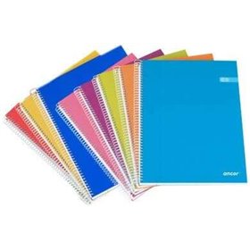 Caderno espiral Ancor Classic Stripes, tamanho fólio, quadriculado 4x4mm - 80 folhas, 90gsm - capa de cartão laminado - cores so